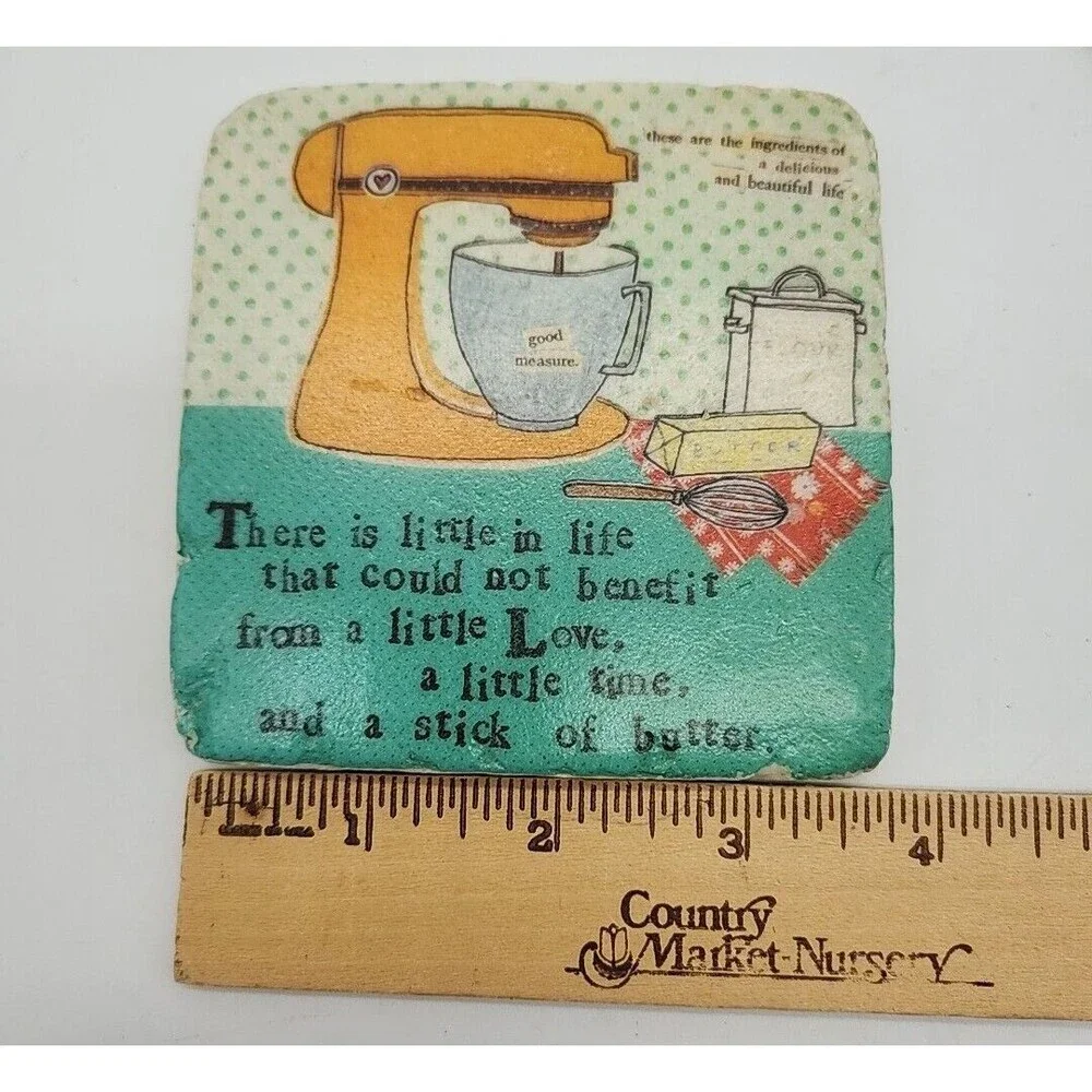 Kitchen Themed Stone Coasters With Display Stand Set of 4 by Curly Girl Design